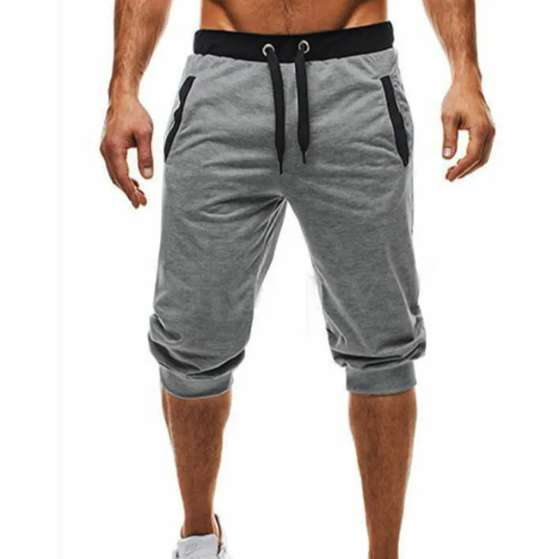 Plusign мужские брюки шорты по колено Drawstring шаровары Нижняя Тощий треники модный