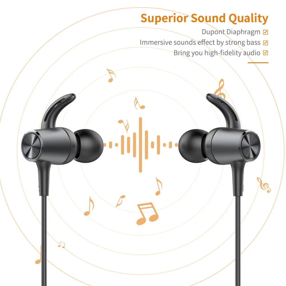 Беспроводные наушники Doosl Bluetooth 4 2 Snug Fit Sports Bulit in Mic (7 часов воспроизведения