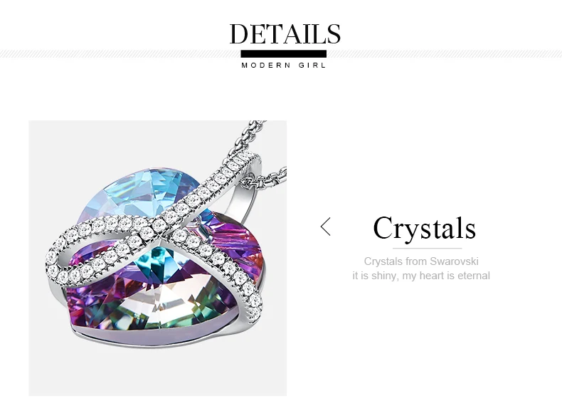CDE LOVE YOU FOREVER, Кристальное ожерелье, подвеска в виде сердца, украшенная кристаллами Swarovski, женский подарок, серебряная цепочка, ожерелье