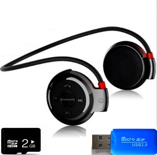 2 Гб карта памяти MINI503 беспроводные Bluetooth наушники Fm радио наушники Спорт Музыка стерео Earpics слот карты Micro SD гарнитура