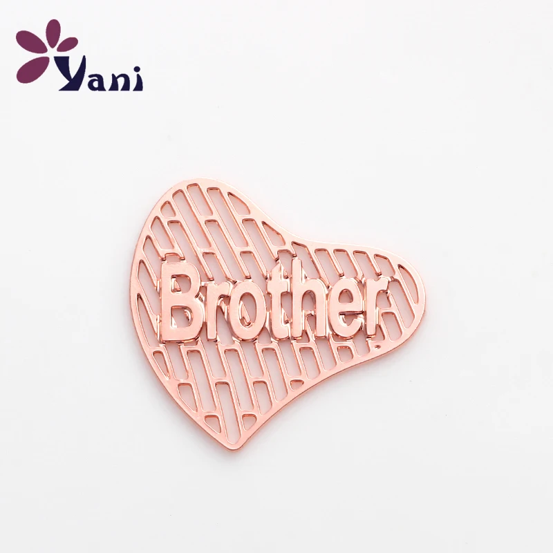 Новое поступление 20 шт./лот сплав розовое золото Brother сердца тарелки подвески для