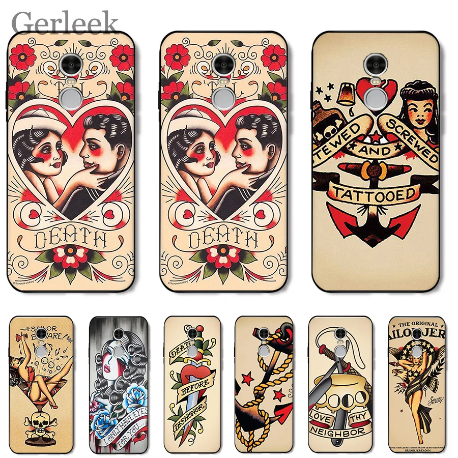 Мобильный телефон чехол Sailor Jerry Tattoo 06 для Xiaomi Redmi Note 4 4A 4X 5 5A 6 7 GO S2 6A Pro Plus