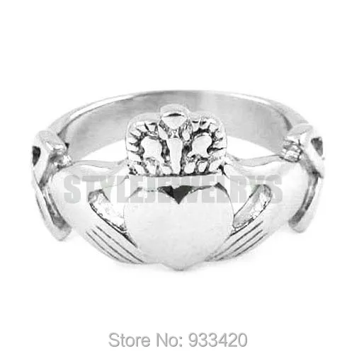 Claddagh стиль руки чтобы держать сердце с короной кольцо из нержавеющей стали