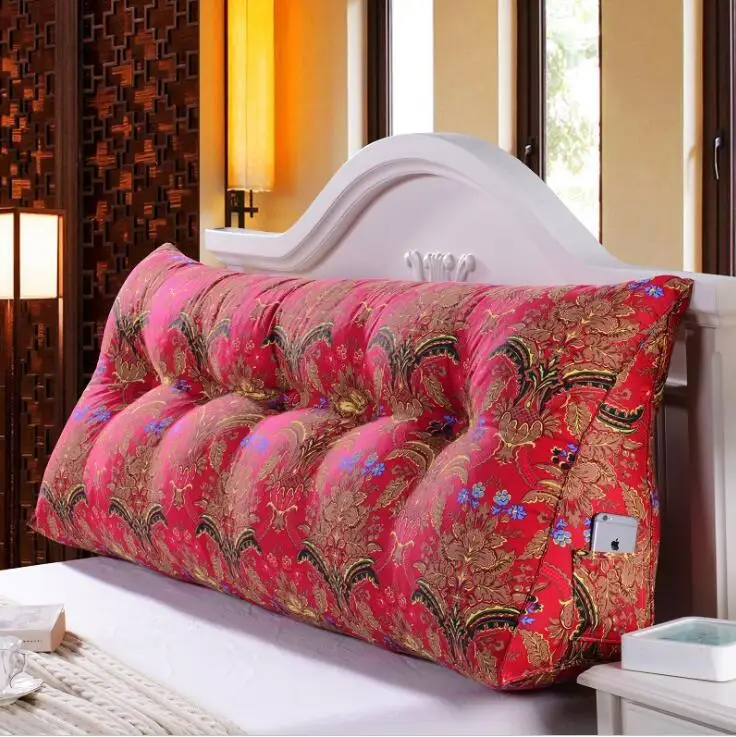 color9 New 50x150cm Printed Cotton Wedge Pillow for Bed Backrest Cushion Washable large Waist Support Cushion Home Decor Bedside Pillow - Цвет: color9