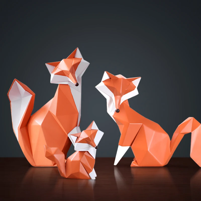 

Modern Minimalist Geometric Resin Fox Animal Home Decoration Model Room Decoration Soft Decoration Crafts