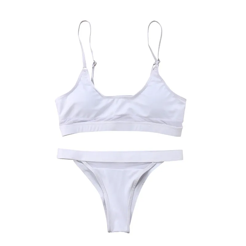 Женский белый комплект бикини с эффектом пуш ап Раздельный купальник из двух