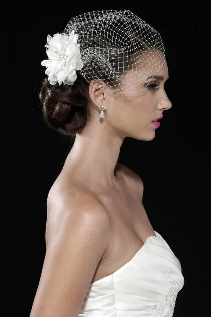 Белый тюль джульетта cap птица в клетке свадебные аксессуары вуаль клетка фаты