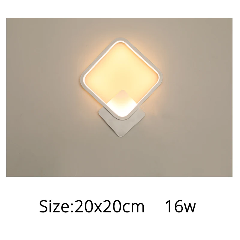 20x20cm 16w Современный стильный настенный светильник, светодиодный настенный светильник для спальни, настенный светильник для гостиной, домашние лампы, теплый белый светильник, холодный белый светильник - Цвет абажура: 20x20cm 16w