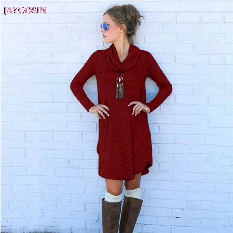 JAYCOSIN 2019 платье размер S XL женское модное с длинным рукавом вязаные повседневные