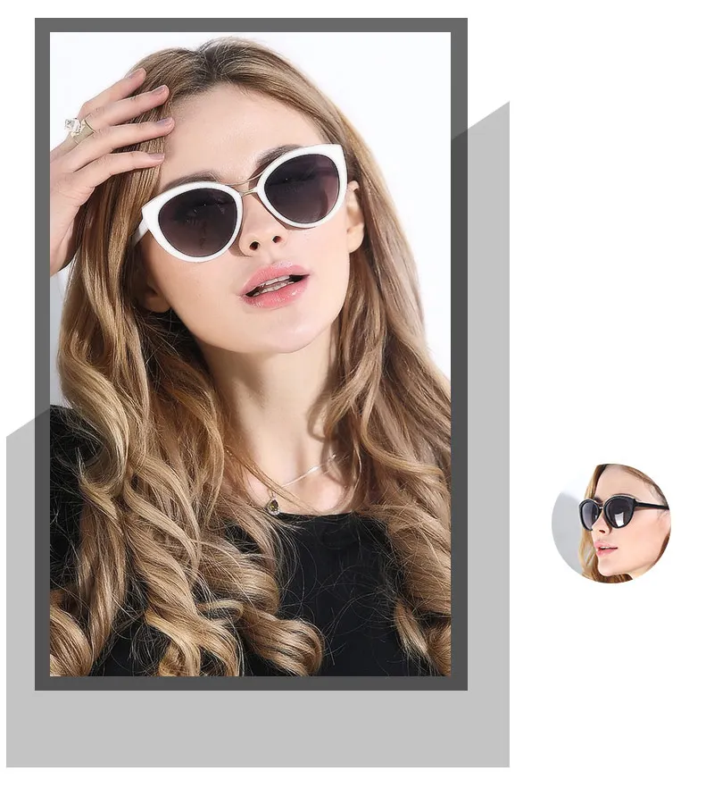 BAVIRON Новая Мода Cat Eye Солнцезащитные Очки Женщины Белая Рамка Градиент Поляризованных Солнцезащитных Очков Вождения UV400 Алюминиевый Очки Коробка 8527
