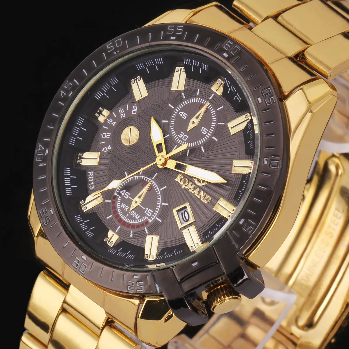 Relogio Masculino dourado отличное качество Роскошные мужские кварцевые часы наручные