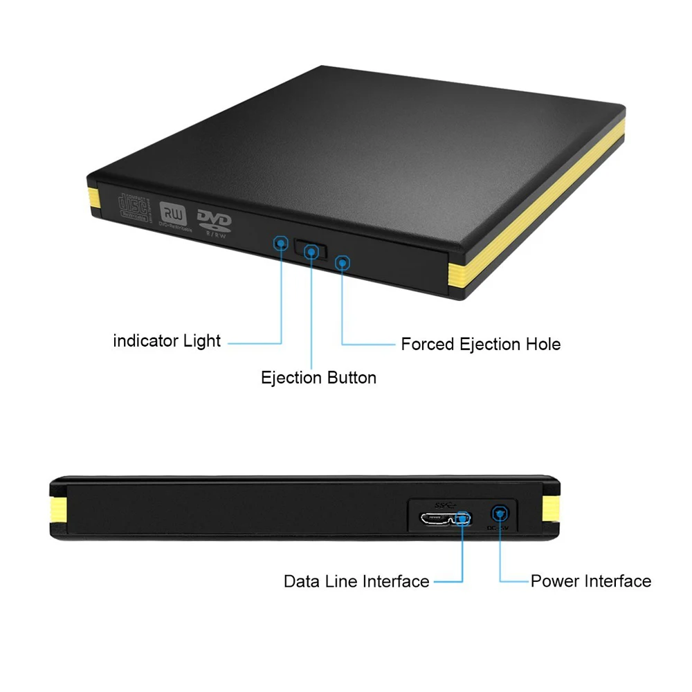USB 3.0 DVD RW ГОРЕЛКА внешний CD/ROM Оптический привод чтение CD записывающее устройство