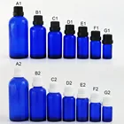 12x5 мл 10 мл 15 мл 20 мл 30 мл 50 мл 100 мл Cobalt Blue маленькая стеклянная бутылка для эфирного масла с белой черной проблесковой крышкой редуктор