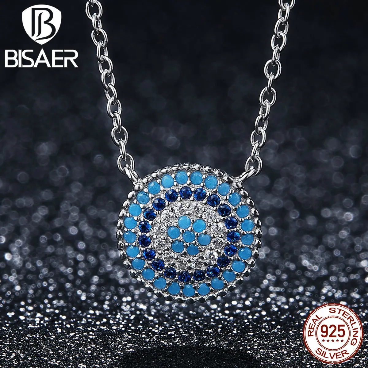 Женское Ожерелье из стерлингового серебра 925 пробы в богемном стиле с голубым