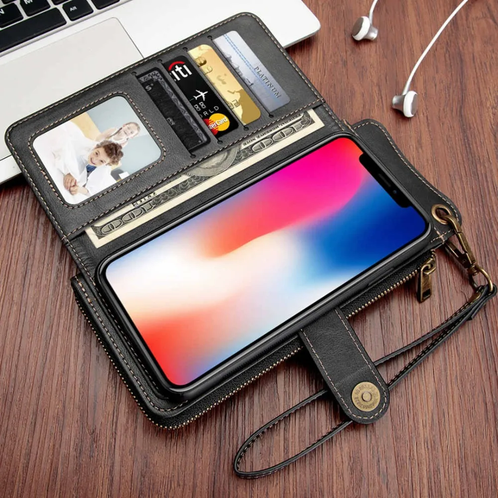Многофункциональный кожаный флип-чехол для телефона iPhone XSMAX XR XS X 8 7 Plus Магнитный