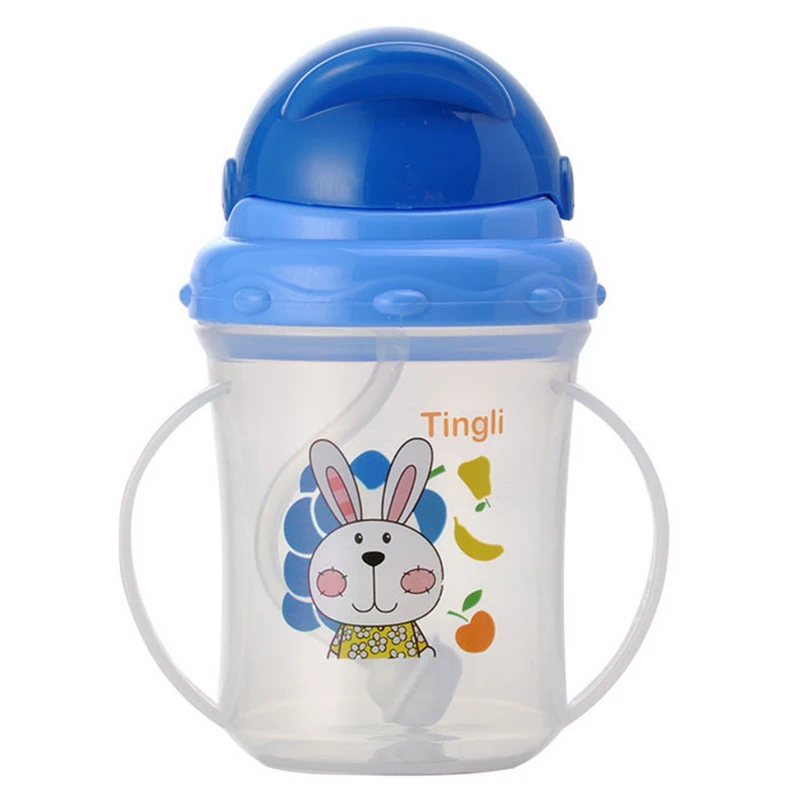 

Детская непротекающая чашка для питья с кроликом, милые Мультяшные тренировочные чашки для кормления младенцев, чашка с ручками для новоро...