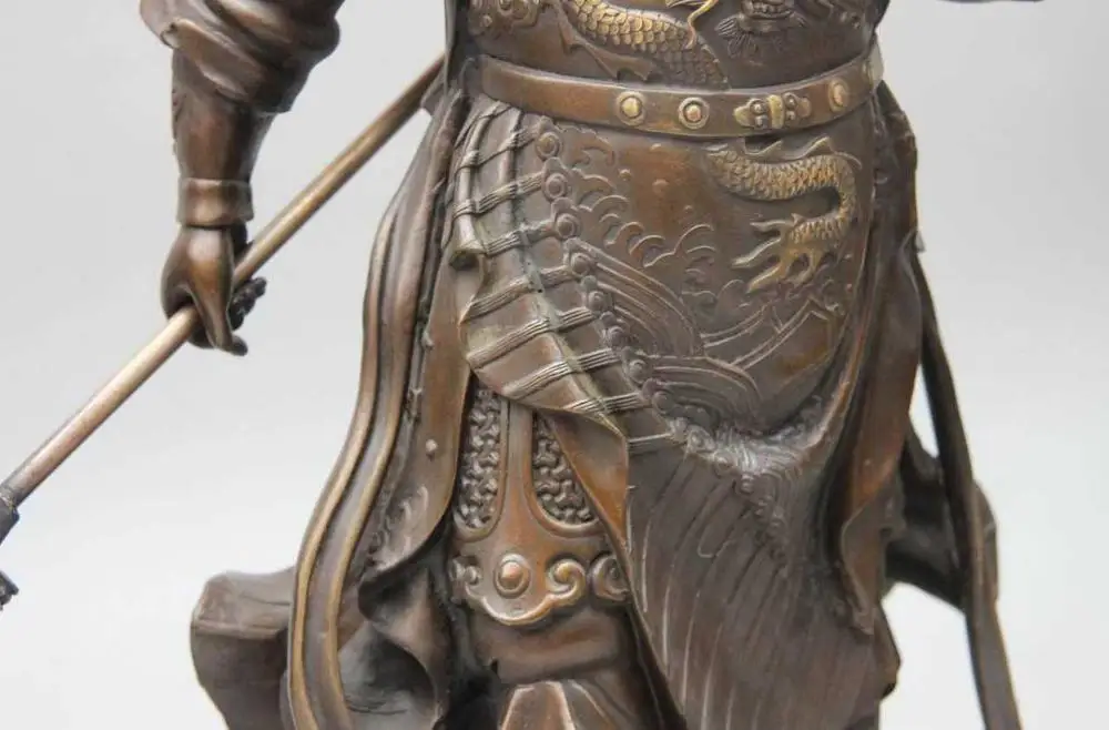 SCY китайская Медь Бронза Меч дракона Guan Gong Guanyu Veda статуя Будды Бодхисаттва | Дом и