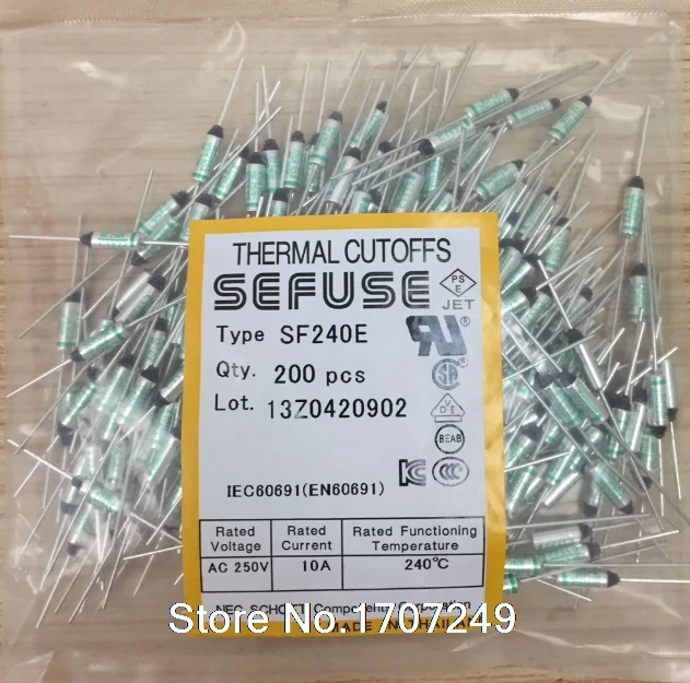 

Free Shipping 50PCS/lot NEW SF240E SEFUSE Cutoffs Thermal Fuse 240C 240 Degree 10A 250V Metal fuse SF240E