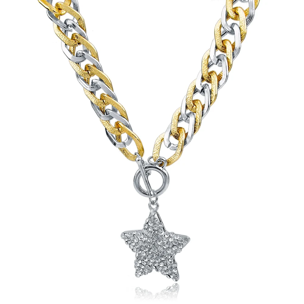 Подвеска в виде звезды со стразами LongWay длинное ожерелье цепочка золотого цвета