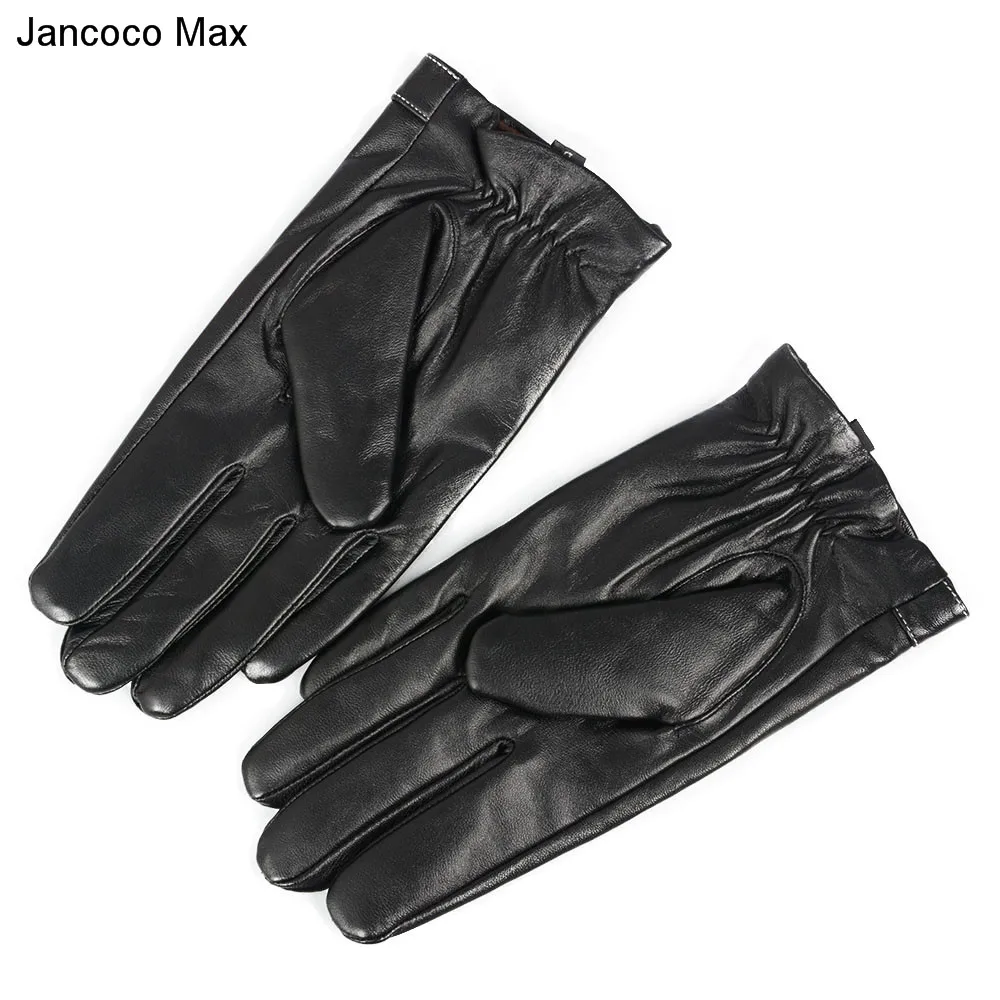 Jancoco Max черные перчатки из натуральной овчины для мужчин модный бренд сенсорный экран открытый варежки Зимние теплые S2024
