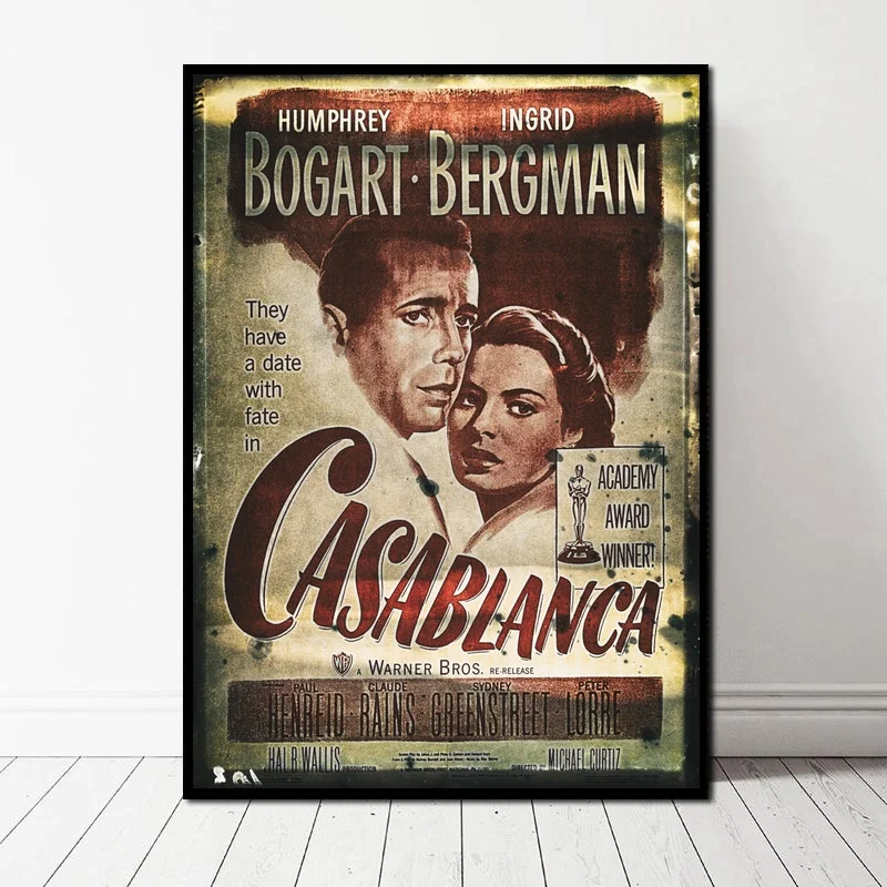 Винтаж Ретро Классический Любовь пленка Касабланка Шелковый постер к фильму Арт