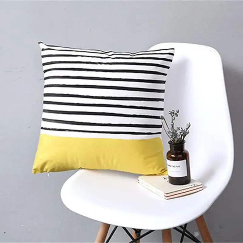 Полиэстер с геометрическим принтом Подушка Чехол полосатые пунктирной сетки