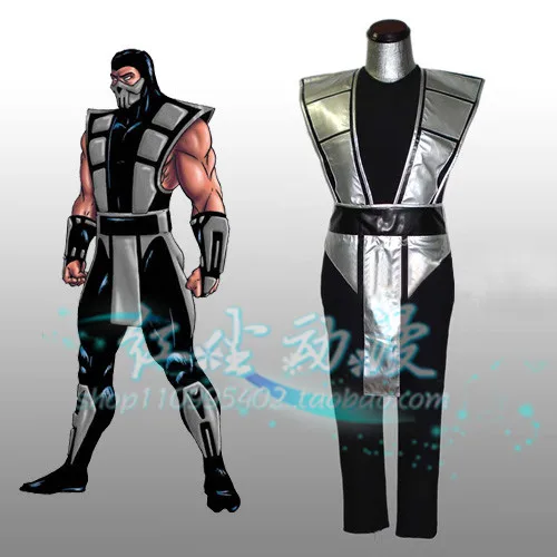 Костюм для косплея Scorpion Mortal Kombat 3 серебристый костюм с перчатками и маской 5
