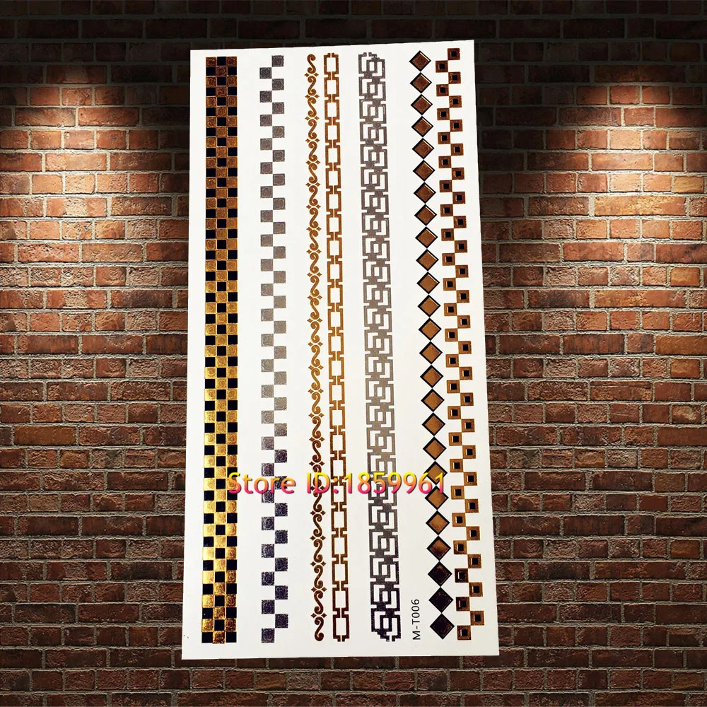 1 шт. Уникальная Золотая вспышка металлическая временная татуировка женский боди