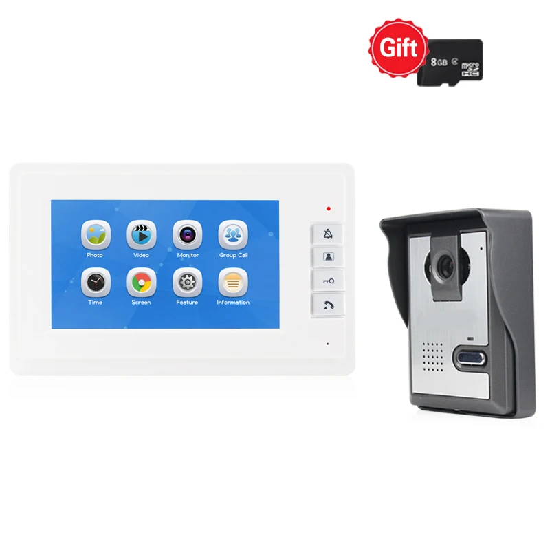 JEX Wired 7`` LCD Video intercom Doorbell Recording Door phone system HD Infrared Night Camera Easy Install FREE SHIPPING | Безопасность