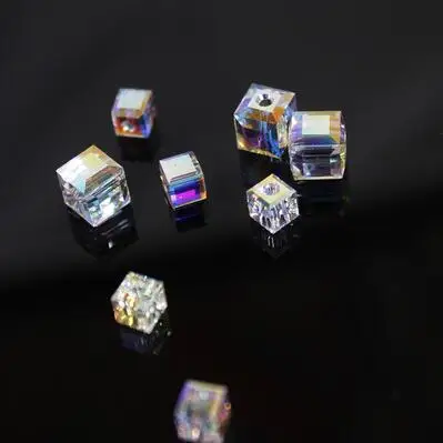 White AB Color Square 2MM 3mm 4mm 6mm 8mm Austria Crystal Beads charm Glass Beads Loose Spacer Bead for DIY Jewelry Making H25