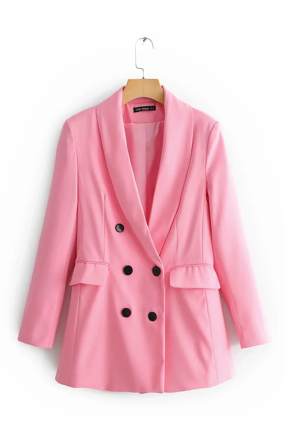 Suit jacket Aisiyibushi 2 шт. брюки наборы для женщин летний офисный костюм двубортный женский костюм пиджак комплект из двух частей Блейзер Женский розовый костюм - Цвет: Suit jacket