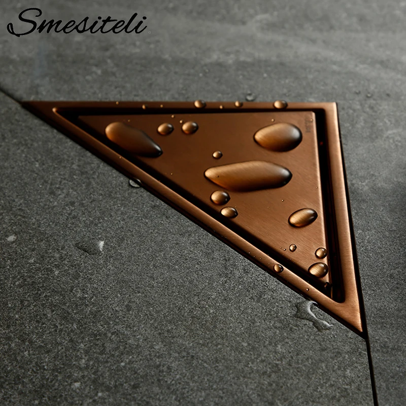 Smesiteli, розовое золото, скрытый тип, дренаж для раковины, треугольная плитка, слив в пол из нержавеющей стали, слив для душа 232*117 мм - изображение