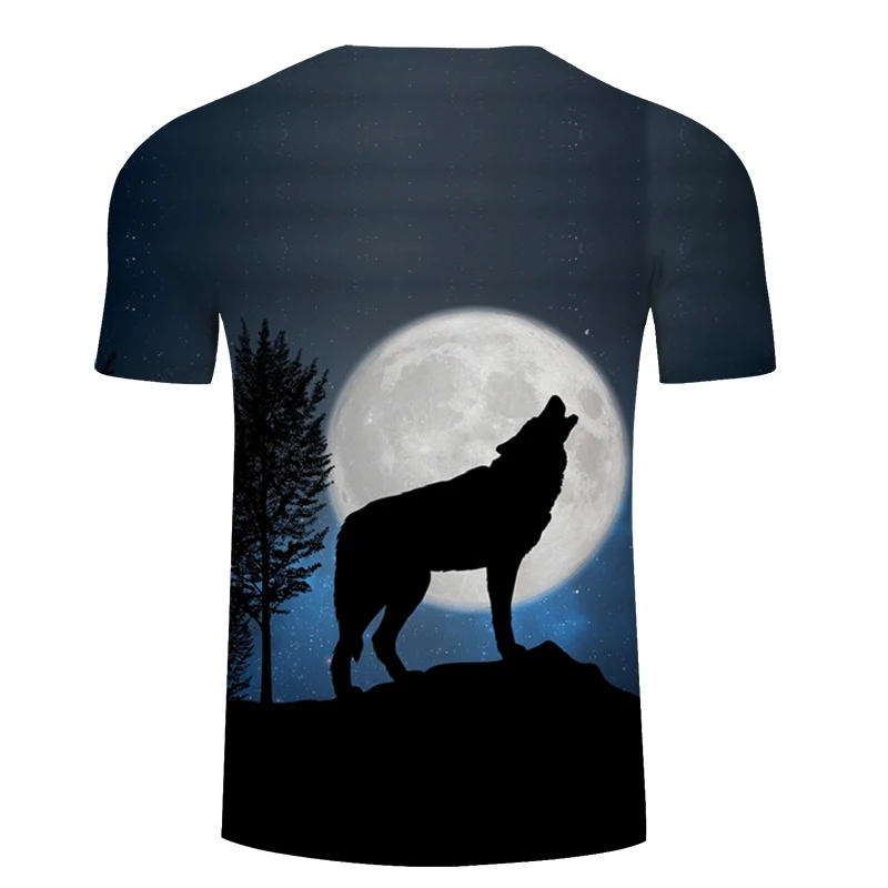 Черная Футболка Волк мужская футболка аниме тройник 3D Топ Harajuku Camiseta Streatwear