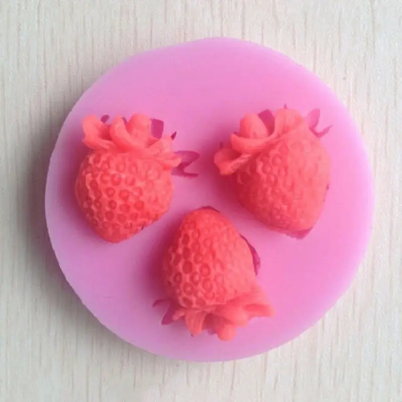 3 отверстия в форме клубники силиконовая форма для выпечки цветка Fondant (сахарная)