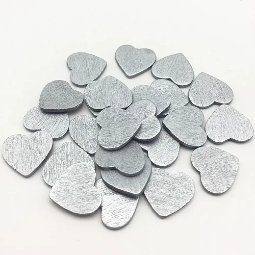 Silver 100 шт 18 мм серебро золото Купер деревянные Сердца в форме ломтиков конфетти ремесла для свадебной вечеринки украшения для декорации стола украшения - Цвет: Silver