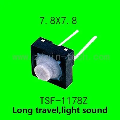 30 шт./лот 7 8x7.8x5 Кнопка Tact резиновая DIP 2pin длинный дорожный водонепроницаемый