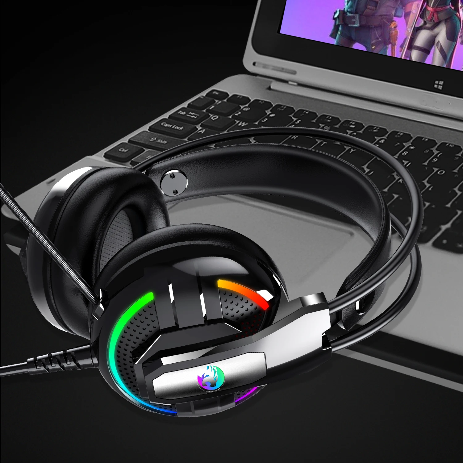 Новые игровые гарнитуры наушники RGB стерео глубокий бас со световым микрофоном