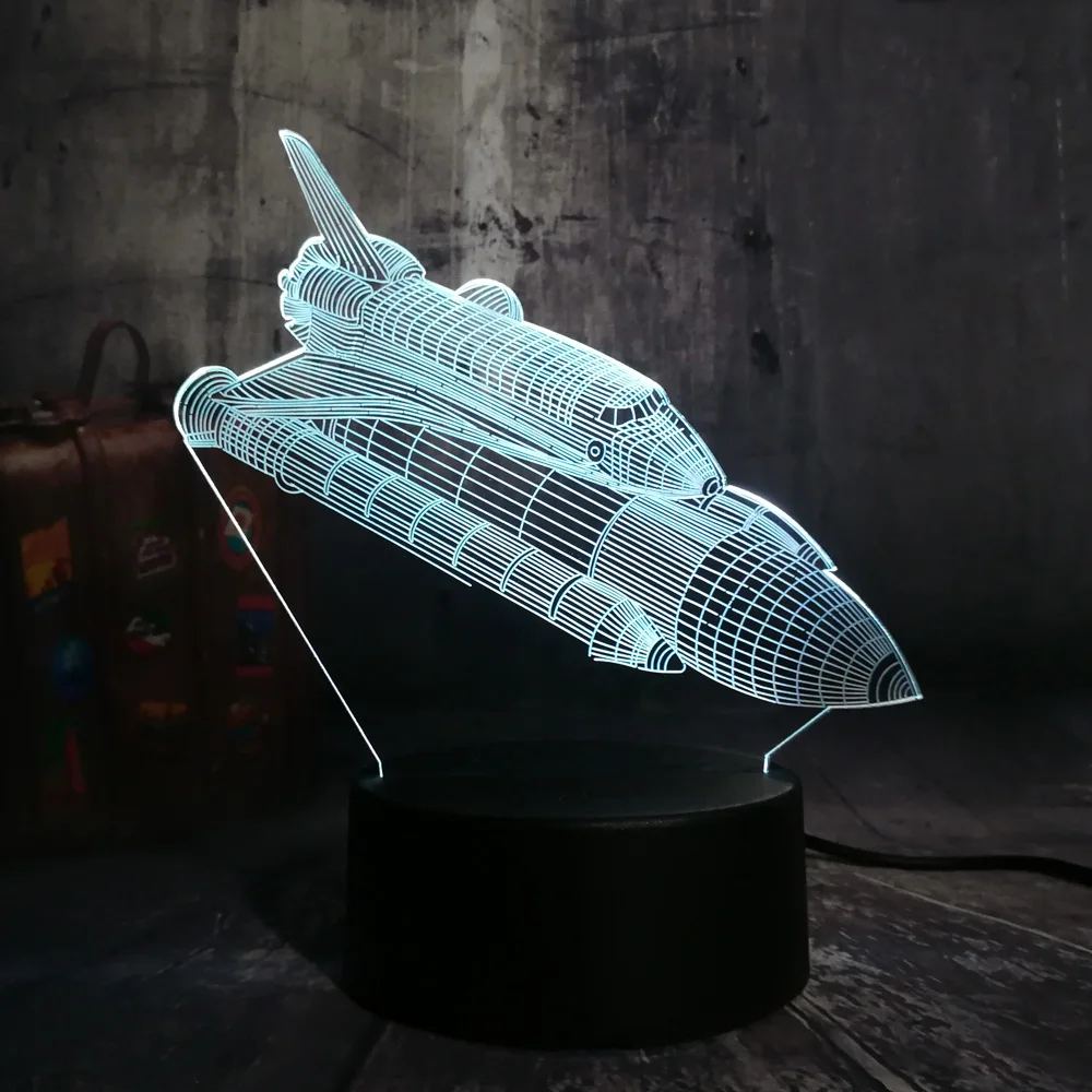 Многоцветный крутой двухслойный самолет 7 цветов изменить светодиодный 3d-ночник самолет настольная лампа ребенок день рождения Рождественский подарок