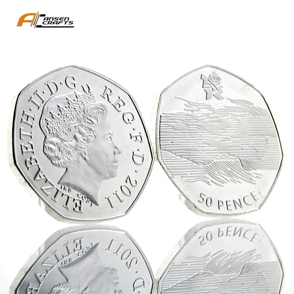 Олимпийская одежда для плавания 50P Fifty Pence Elizabeth II EIIR II 2011 британская Серебряная позолоченная копия монеты