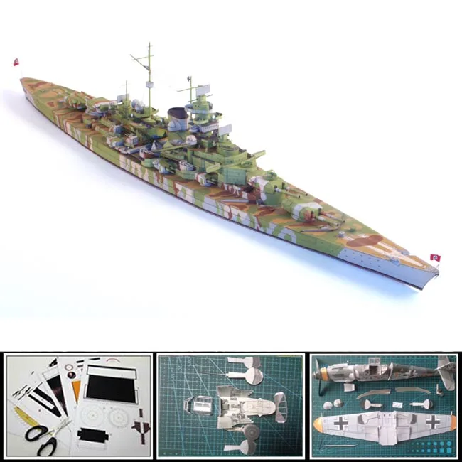 Новый 3D корабли бумажная модель немецкий линкор тирпиц моделирование toys1 : 400