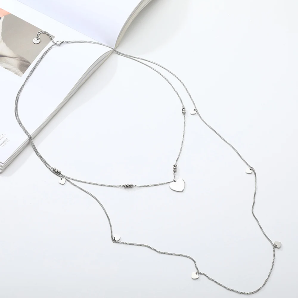 Женское Двухслойное ожерелье цепочка из нержавеющей стали с подвеской в форме