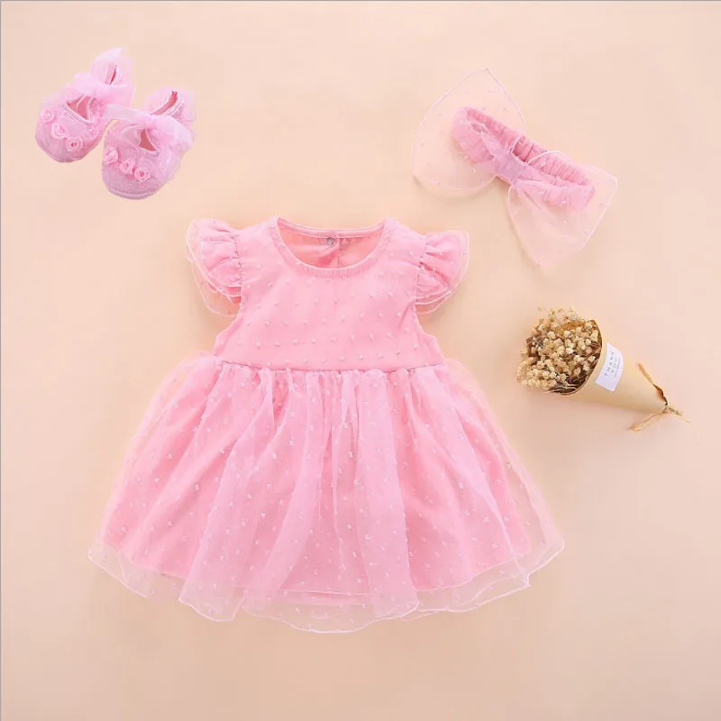 mode 3 pink shoes Детское платье для крещения г., красное платье для новорожденных девочек Vestidos Bebe, белое платье на крестины для маленьких девочек 3, 6, 9 месяцев - Цвет: mode 3 pink shoes