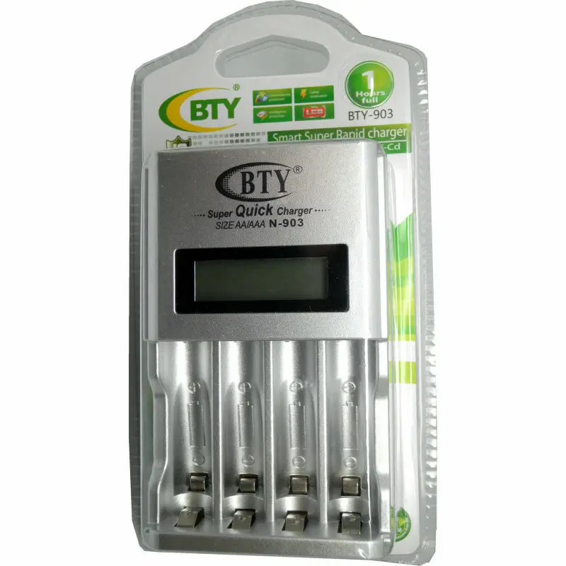 Original N-903 Digital Intelligent AAA 1.2V 16340 RCR123 14500 AA 4 Slots Battery Charger EU US Adapter | Электроника