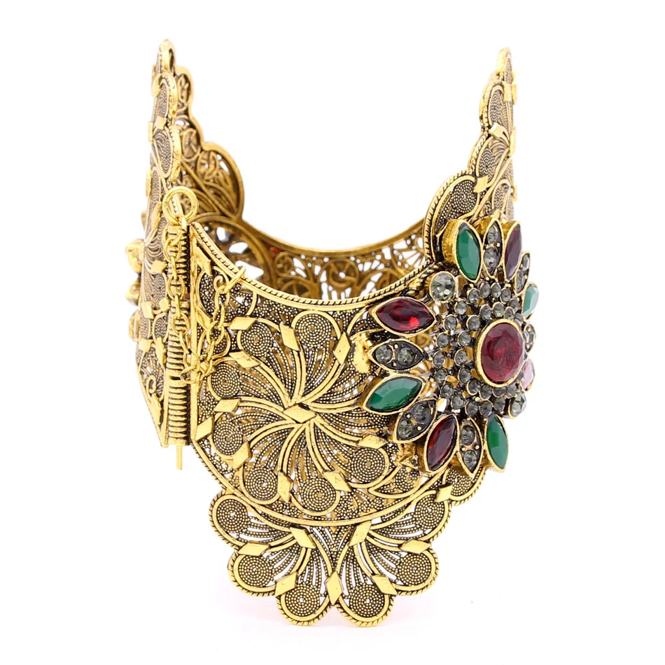 Винтажный Индийский женский браслет на руку с волнистыми краями большой размер