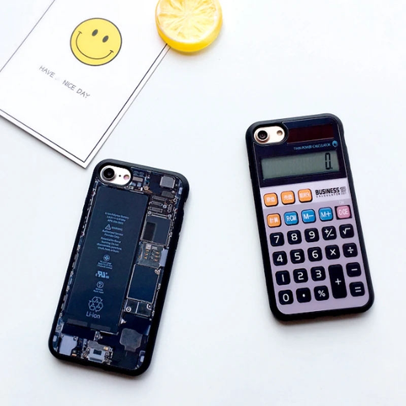 WEIYU Phone cases For Apple iphone 6 6S 7 X 8 Plus Mirror Calculator Text Soft Silicone Back cover iPhone case Accessories |