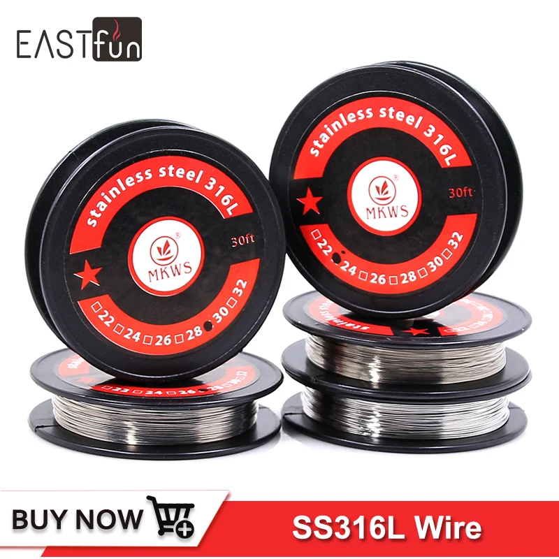 Проволока MKWS из нержавеющей стали ss316 30FT 22ga 24ga 26ga 28ga 30ga 32ga 100FT 36ga 38ga 40ga 10 м 30 катушка