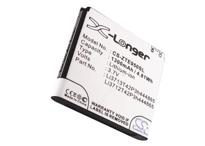 Аккумулятор Cameron Sino 1300 мАч Li3712T42P3h444865 для ZTE/Telstra F950 F952 N61 V880 V887 BASE / DELL/SoftBank/T Mobile