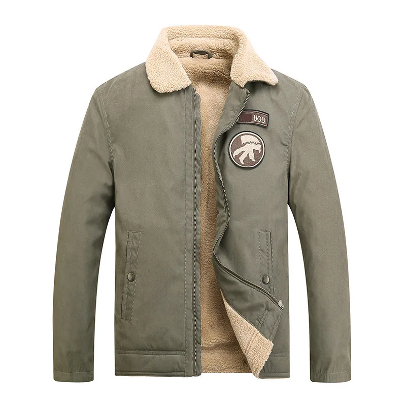 

Autumn Winter Jacket Men Coat Casual Turn-down Collar Wool Liner Thick Warm Military Jacket Coat Men Plus Size M-4XL Outerwear