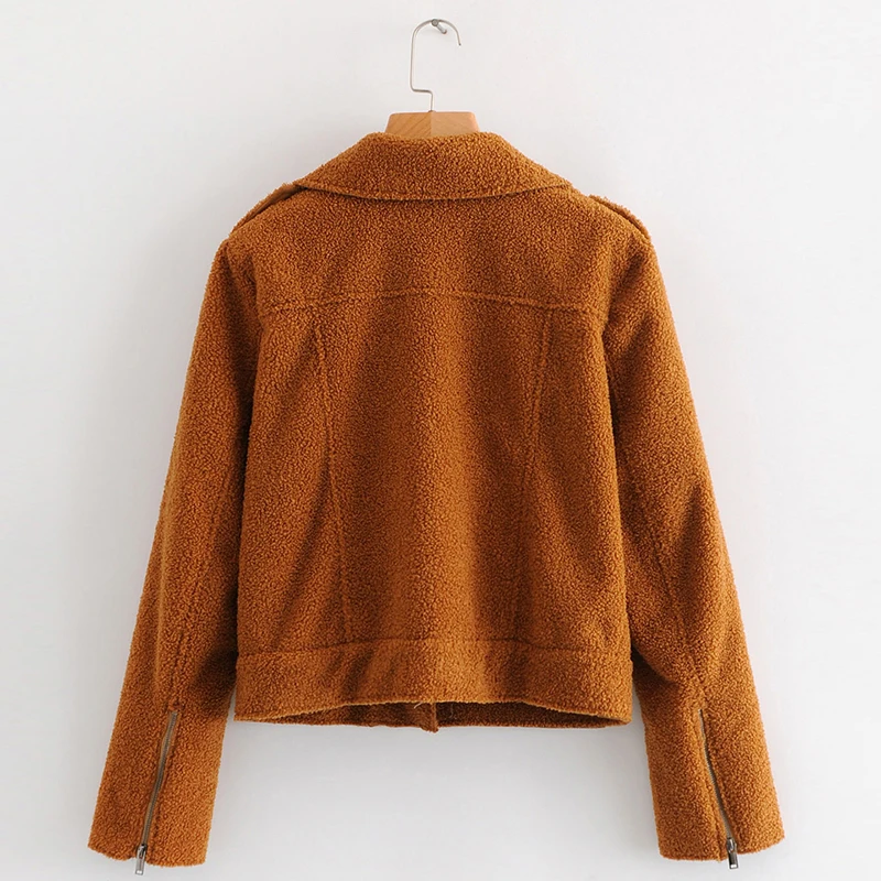 

2018 New women teddy coat faux beer fur short jacket with pocket famous fashion women short coat street style