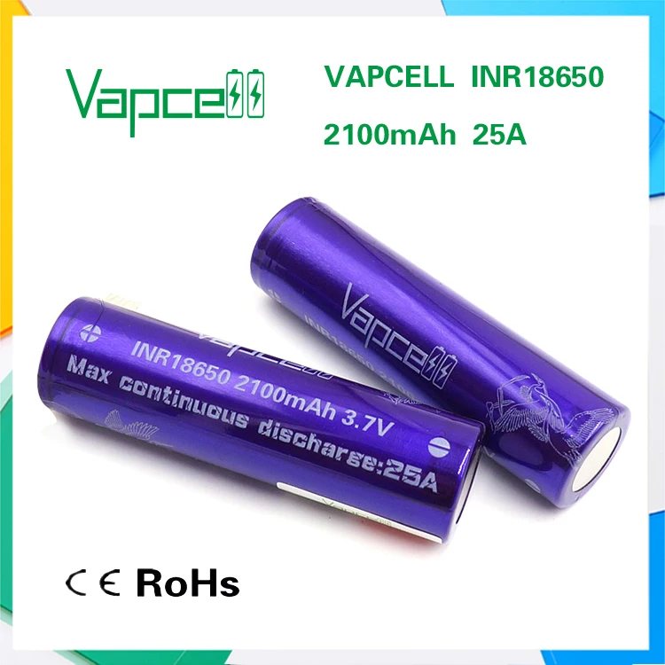 1 шт. VAPCELL INR18650 2100 мАч литиевая 3 7 В перезаряжаемая батарея непрерывная 25А